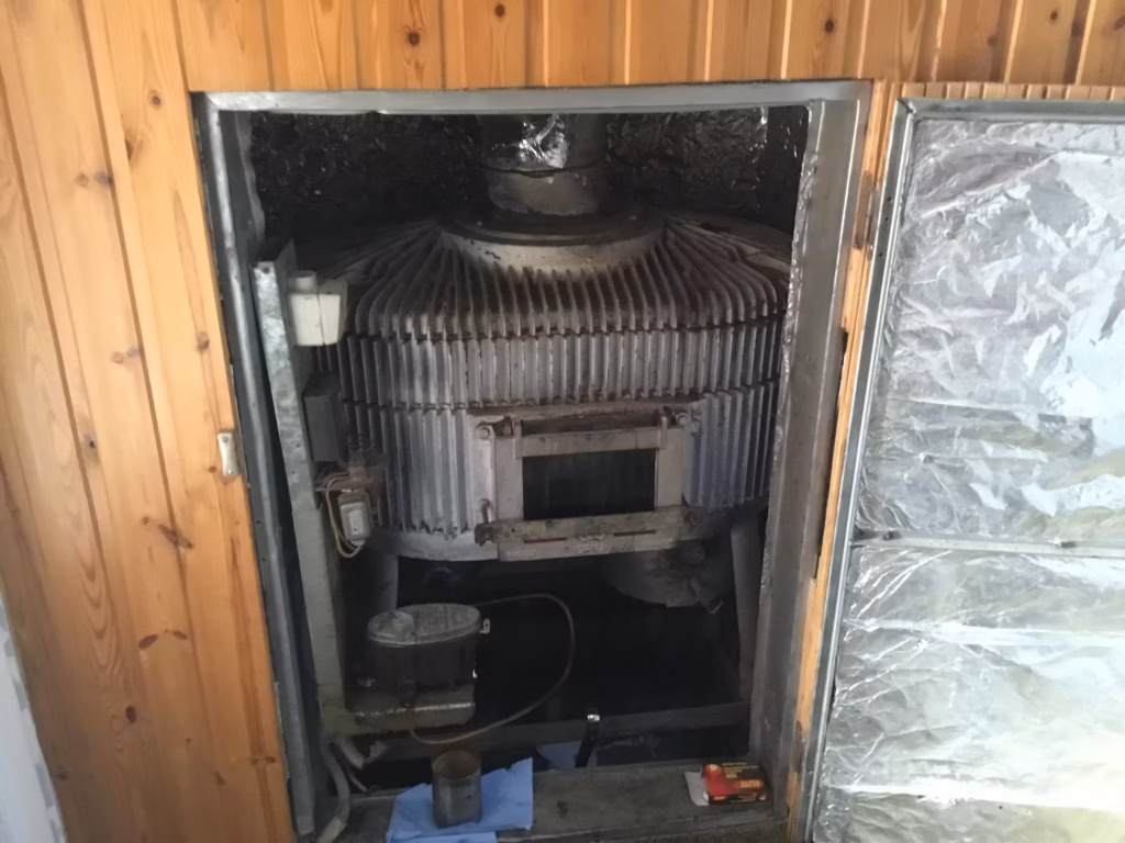 oude luchtverwarming kachel die vervangen moet worden door air filip